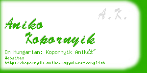 aniko kopornyik business card